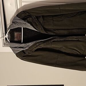 Dark green Levi's hooded jacket.